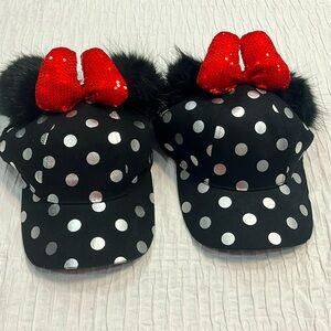 Disney Parks hat cap baseball hat Minnie ears bow polka dots women’s lot of 2